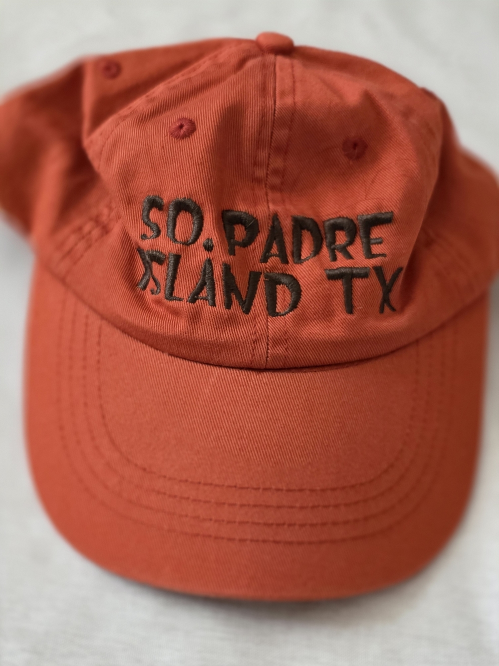 Jhat SO. PADRE ISLAND TX Orange Kids Baseball Cap with Black Embroidery Hat
